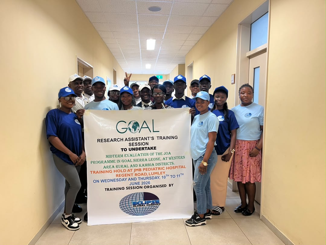 Research Assistant’s Training to Undertake Midterm evaluation of the JOA Programme in Goal Sierra Leone